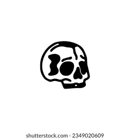 cute skull doodle illustration vector