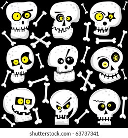 Cute Skull Faces Expression Elements