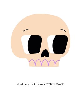 Calavera. Ilustración plana vectorial de Halloween en fondo aislado. Cara de escoria asusta	