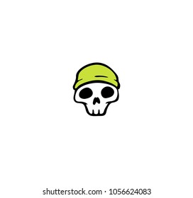 Cute skull in hat print design vector