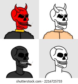 Cute skull illustration vector bundle