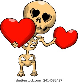 Cute skull with love vector image, valentine collection, skull collection