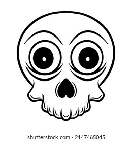 cute skull outline vector, icon skull