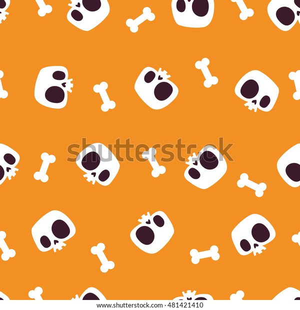 Cute\
skull pattern, Flat skull and bones in a modern style. Halloween,\
Mexican day of the dead theme. Vector\
illustration.