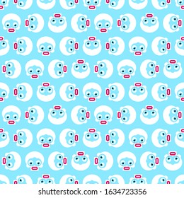 Cute skull pattern seamless. kawaii skeleton head background. Baby fabric ornament. vector texture