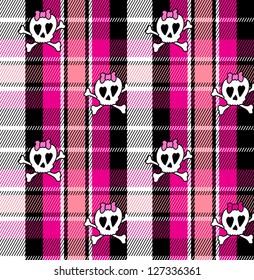 cute skull plaid seamless background