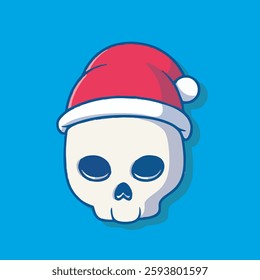 Cute skull Santa hat vector children's illustration Q edition vector cartoon illustration