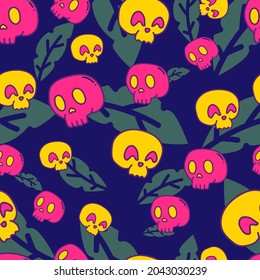 Cute skull seamless pattern background