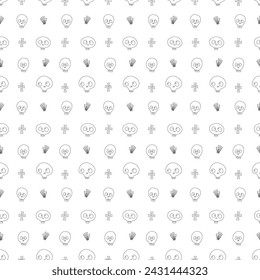 Cute Skull Seamless Pattern. Halloween Background vector illustration.