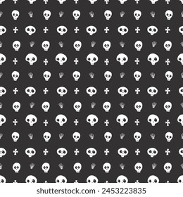 Cute Skull Seamless Pattern. Halloween Background vector illustration.