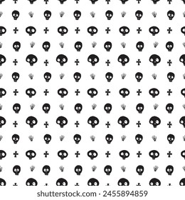 Cute Skull Seamless Pattern. Halloween Background vector illustration.