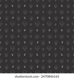 Cute Skull Seamless Pattern. Halloween Background vector illustration.