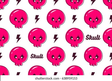 cute skull seamless pattern vector background