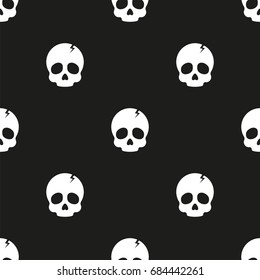 Cute skull - seamless pattern. Vector background