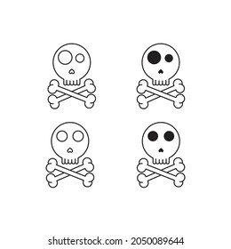 Cute Skull Set on White Background adecuado para su uso durante eventos de Halloween. Diseño de iluminación de vectores