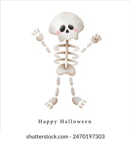 Netter Schädel Skelett Geist, Illustration Halloween Horror Element Clipart