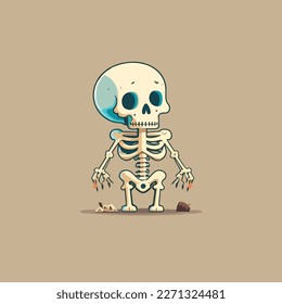 cute skull skeleton vector illustration