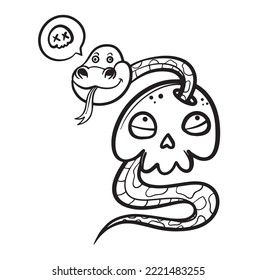 A cute skull and snake wrapped around it 