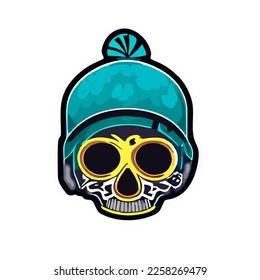 Cute skull sticker design. Great for souvenir design. Kawai sticker eps.