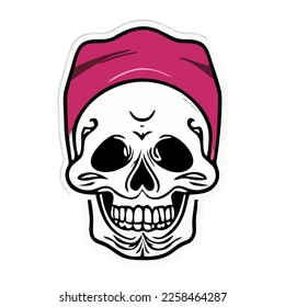 Cute skull sticker design. Great for souvenir design. Kawai sticker eps.