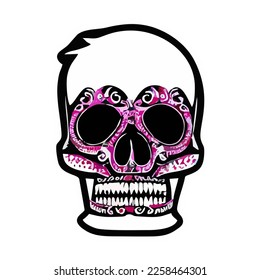 Cute skull sticker design. Great for souvenir design. Kawai sticker eps.