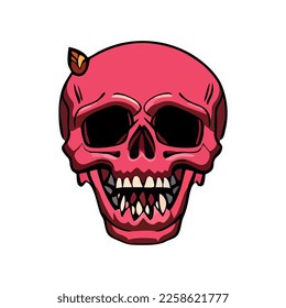 Cute skull sticker design. Great for souvenir design. Kawai sticker eps. Skull vector illustration isolated on white background.