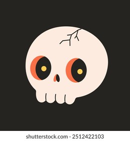 Cute skull sticker. Magic, witchcraft element. Happy Halloween. Vector illustration in flat style