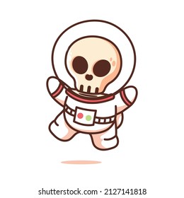 cute skull wearing astronaut costume