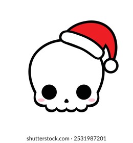 Cute Skull is wearing a santa Hat