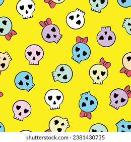 Cute skulls Halloween seamless pattern vector design
