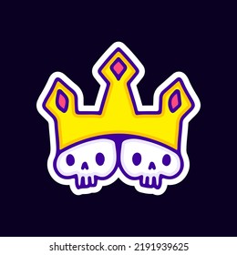 Cute skulls with king crown illustration. Artwork for street wear, t shirt, posters, bomber jackets, hoodie, patchworks, enamel pins; for clothes.