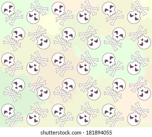Cute skulls on background pastel colored 
