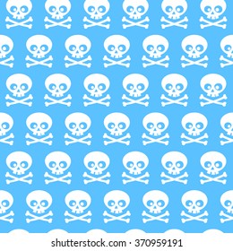 cute skulls on blue background