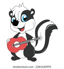 cute skunk animal cartoon illustration graphic