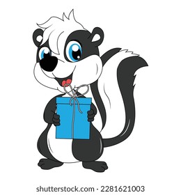 cute skunk animal cartoon illustration graphic