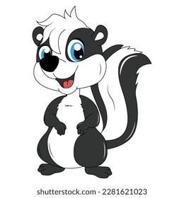 cute skunk animal cartoon illustration graphic