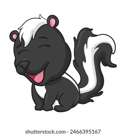 Cute skunk animal illustration on isolated white background, cool for stickers, logos, t-shirts, coloring books, etc.