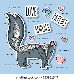 Cute Skunk Animal Patch Sticker