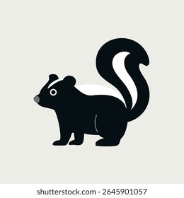 um bonito gambá em preto e branco, design minimalista, ótimo para a arte