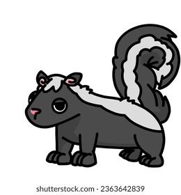 cute skunk cartoon drawing transparent background vector illustration