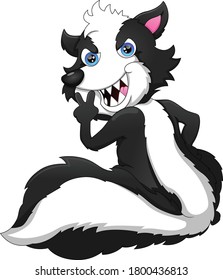 cute skunk cartoon on a white background