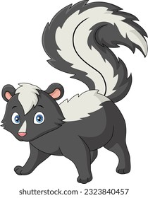 Cute skunk cartoon on white background