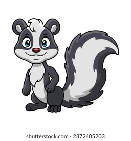 Cute skunk cartoon on white background