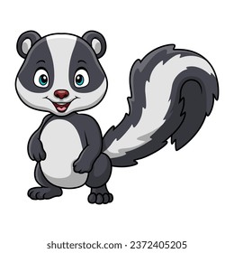 Cute skunk cartoon on white background