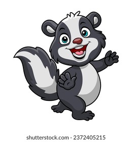 Cute skunk cartoon on white background