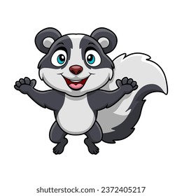 Cute skunk cartoon on white background