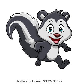 Cute skunk cartoon on white background