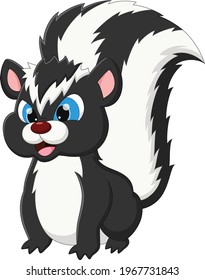 cute skunk cartoon pose on a white background