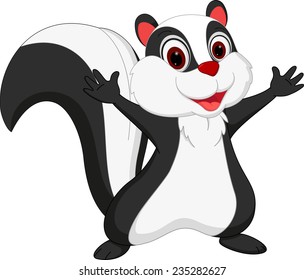 Cute skunk cartoon presenting 