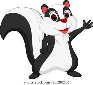 Cute skunk cartoon presenting 